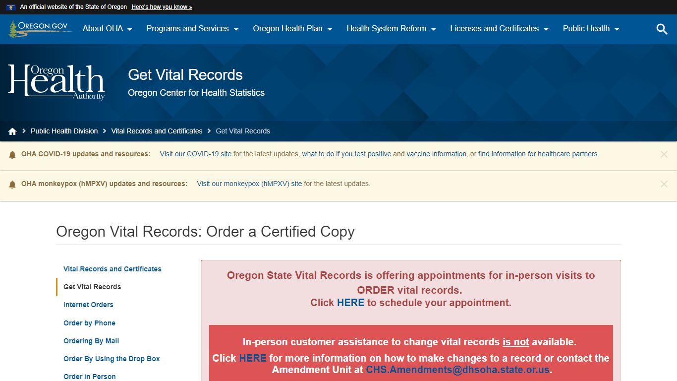 Oregon Vital Records: Order a Certified Copy